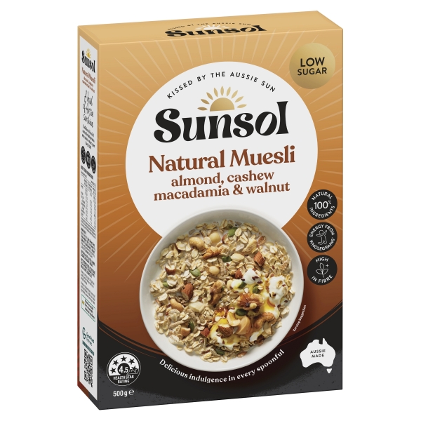 Sunsol Natural Muesli Almond Cashew Macadamia & Walnut 500g