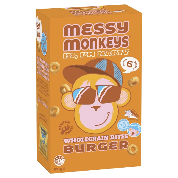 Messy Monkeys Wholegrain Bites Burger 6 Pack 120g