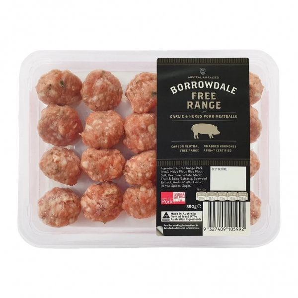 Borrowdale Free Range Pork Meatballs Garlic & Herb 380g