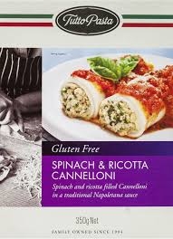 Tutto Pasta Frozen Gluten Free Spinach & Ricotta Cannelloni 350g