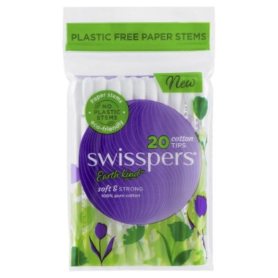 Swisspers Cotton Tips Paper Stem 20 Pack