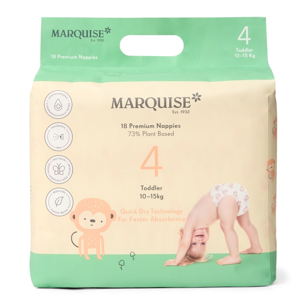 Marquise Eco Nappies Toddler Size 4 10-15kg 18 Pack