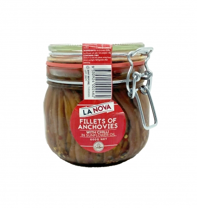 La Nova Fillets of Anchovies With Chilli 600g