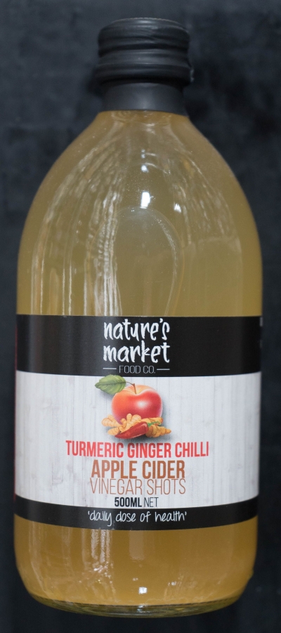 Nature's Market Food Co Apple Cider Vinegar Turmeric Ginger Chilli 500ml