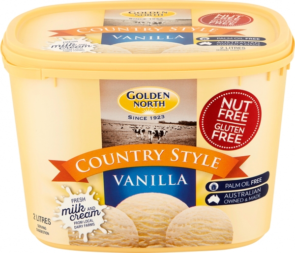 Golden North Ice Cream Country Style Vanilla 2lt