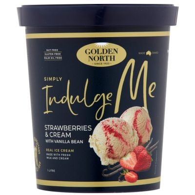 Golden North Ice Cream Indulge Strawberries & Cream 1lt