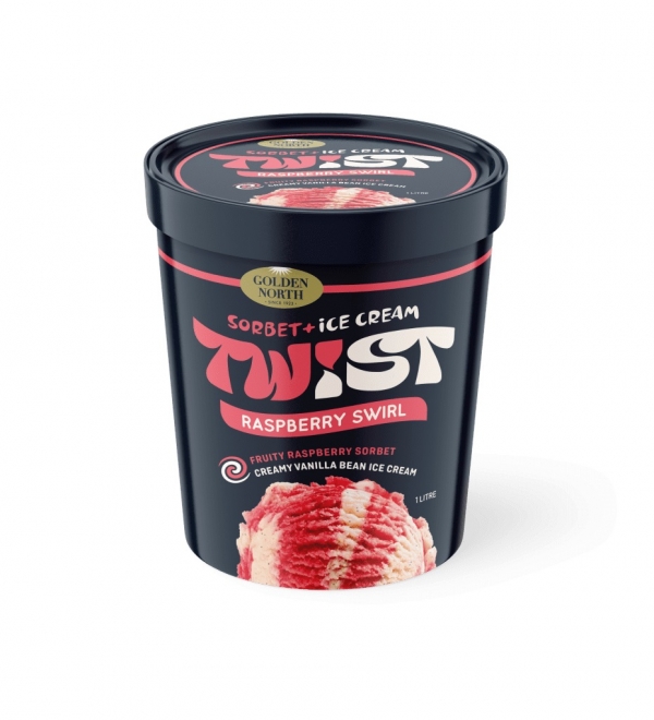 Golden North Twist Sorbet & Ice Cream Raspberry Swirl 1lt