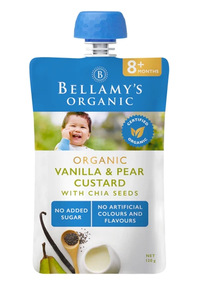 Bellamy's Organic Custard Vanilla & Pear 8 Months+ 120g