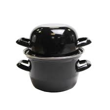 Enamel Mussel Pot Black 15cm