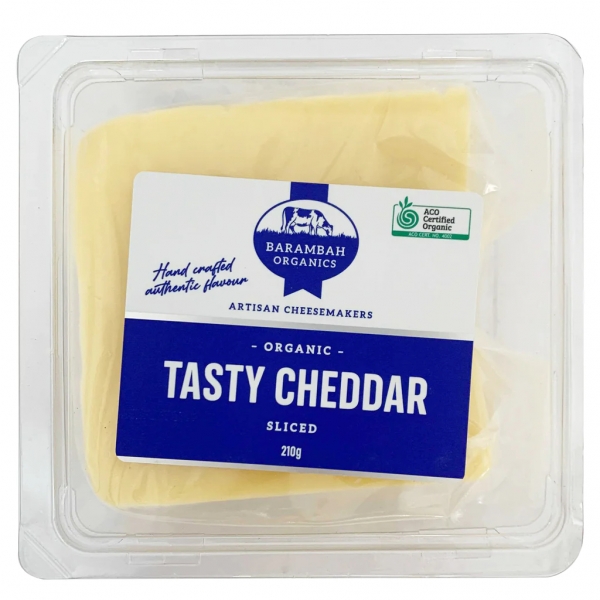 Barambah Organic Sliced Cheddar 210g