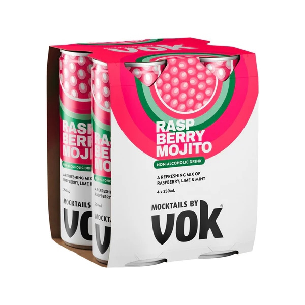 Vok Non Alcoholic Raspberry Mojito 4 x 250ml