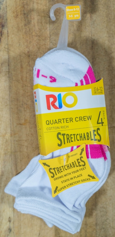 Sock Kid Crew Stretch Size 6-12 4 Pack