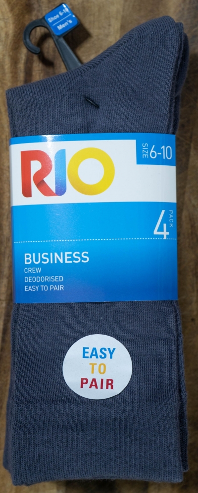 Rio Men Easy to Pair Business Crew Size 6-10 4 Pack