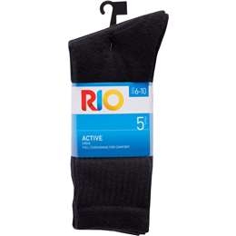 Rio Mens Sock Cotton Crew Black 6+5 Pack