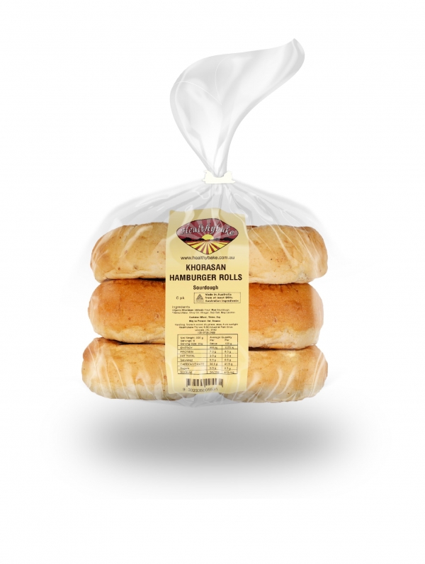 Healthybake Hamburger Rolls Sourdough Khorasan 6 Pack