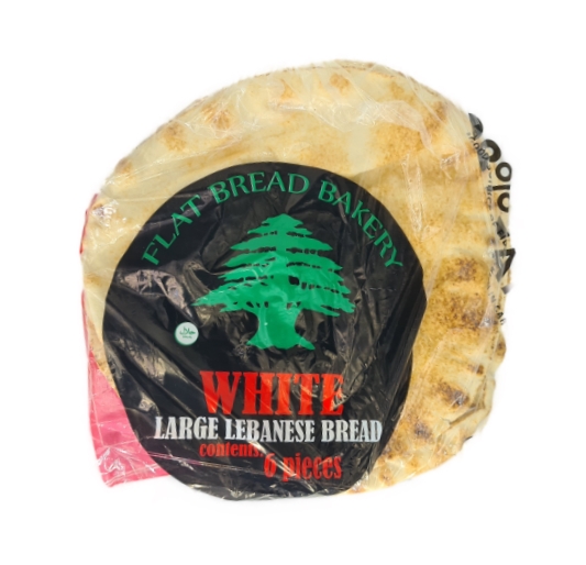 Flat Bread Bakery Large Lebanese Bread White 6 Pack 500g