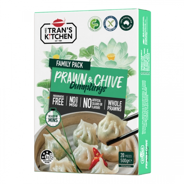 Mrs Tran's Kitchen Chive & Prawn Dumplings 500g