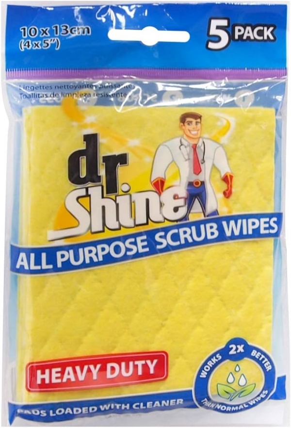 Dr Shine Scrub Wipes Heavy Duty 5 Pack