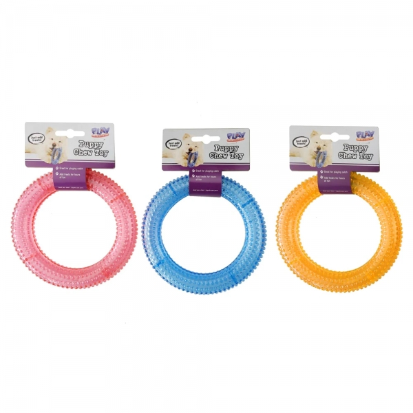 Pet Chew Ring Play Toy 16cm Asst Colours Each