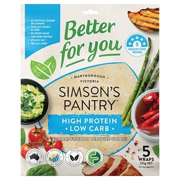 Simson's Pantry Wraps Low Carb High Protein 5 Pack 225g