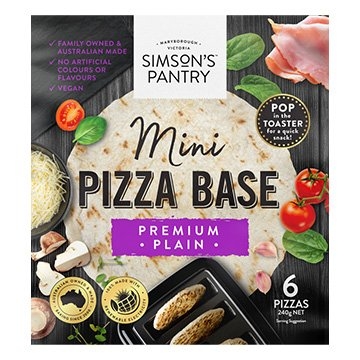 Simson's Pantry Mini Pizza Bases Plain 6 Pack 240g