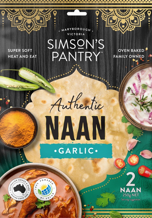 Simson's Pantry Naans Garlic 2 Pack 250g