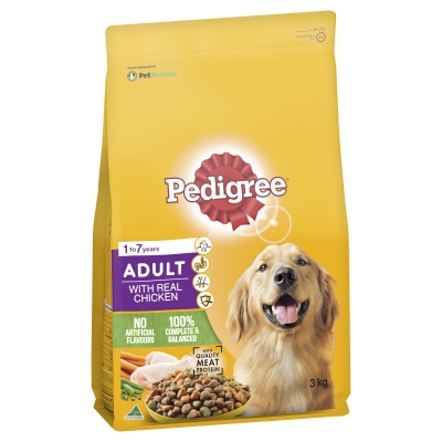 Pedigree Adult Dry Dog Food Real Chicken 3kg