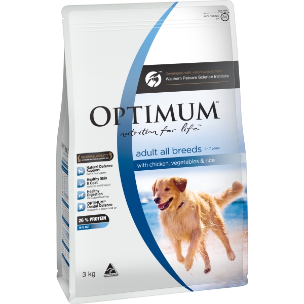 Optimum Adult Dry Dog Food Chicken Vegetables & Rice 3kg