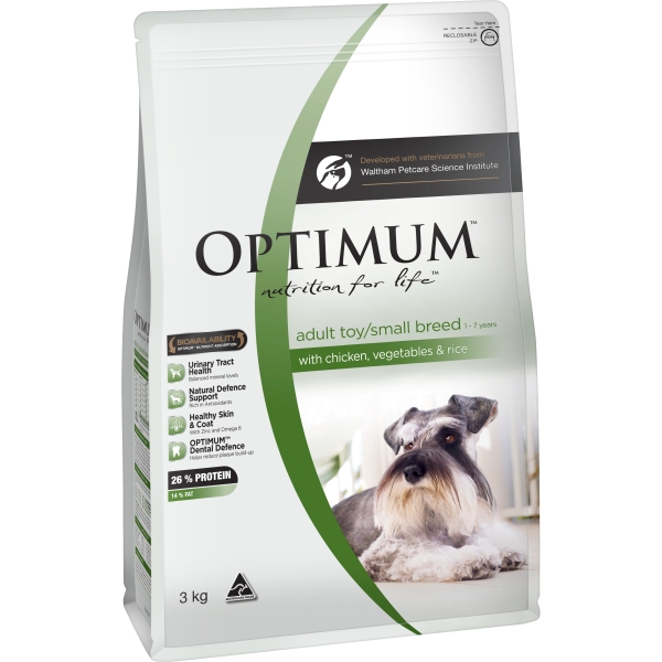 Optimum Adult Small Breed Dry Dog Food Chicken Vegetables & Rice 3kg