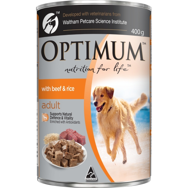 Optimum Adult Dog Food Beef & Rice 400g