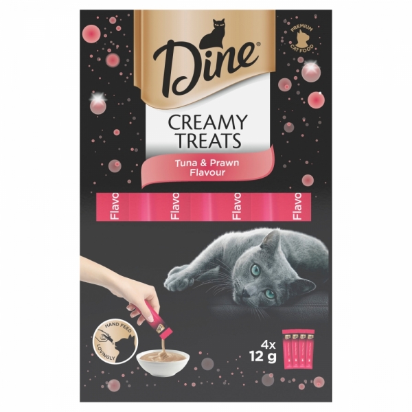 Dine Creamy Treats Tuna & Prawn 4 x 12g