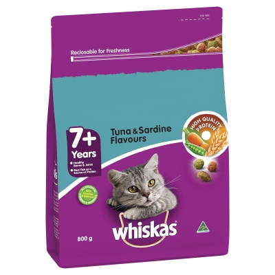 Whiskas Dry Cat Food Tuna & Sardine 7 Years+ 800g