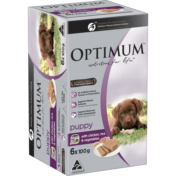 Optimum Puppy Dog Food Chicken Rice & Vegetables 6 x 100g