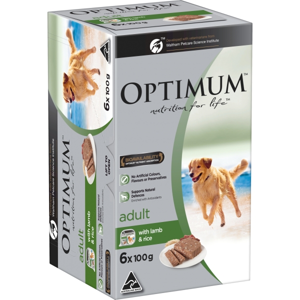 Optimum Adult Dog Food Lamb & Rice 6 x 100g