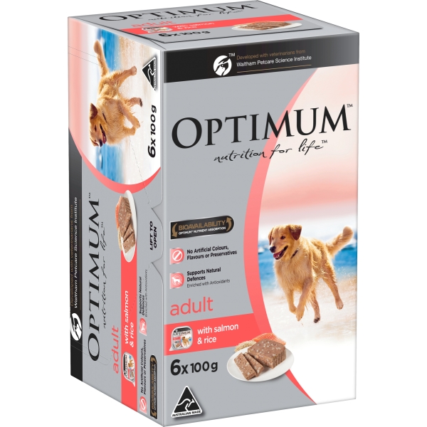 Optimum Adult Dog Food Salmon & Rice 6 x 100g