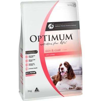 Optimum Adult Dry Dog Food Skin & Coat Turkey 3kg