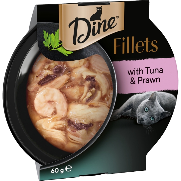 Dine Cat Food Fillets with Tuna & Prawn 60g