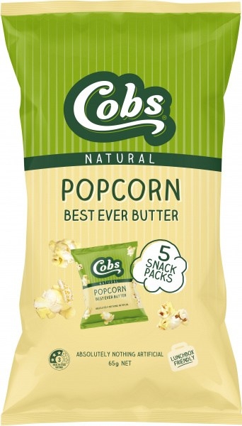 Cobs Natural Popcorn Best Ever Butter 5 Pack 65g