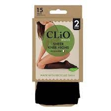 Clio Eco Knee High Tights Black 15D 1 Size 2 Pack