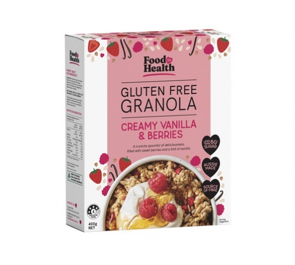 Food For Health Granola Gluten Free Creamy Vanilla & Berries 400g