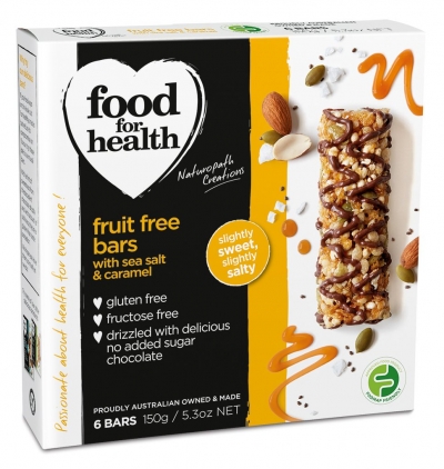 Food For Health Fruit Free Bars Sea Salt & Caramel 6 Pack 180g