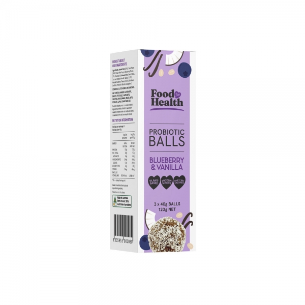 Food For Health Probiotic Balls Blueberry & Vanilla 3 Pack 120g