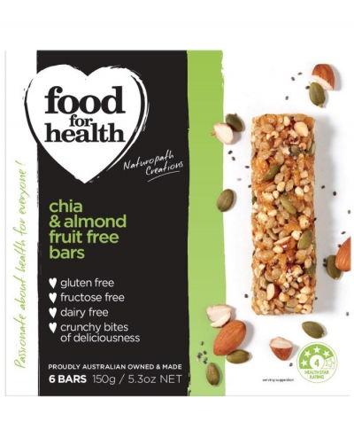 Food For Health Gluten Free Chia & Almond Fruit Free Bars 150g