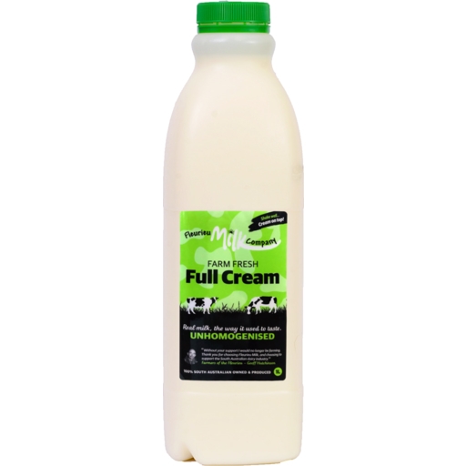 Fleurieu Milk Co Farm Fresh Full Cream Milk Unhomogenised 1lt