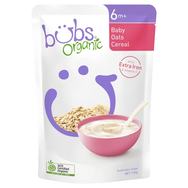 Bubs Organic Baby Oats Cereal 6 Months+ 125g