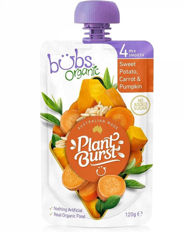 Bubs Organic Sweet Potato Carrot & Pumpkin 4 Months+ 120g