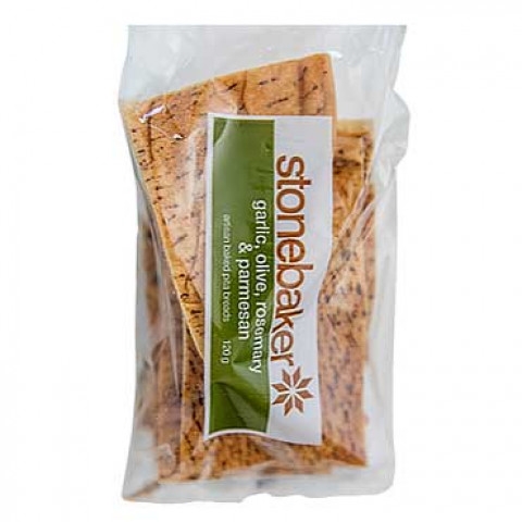 Stonebaker Pita Bread Pieces Garlic, Olive, Rosemary 120g