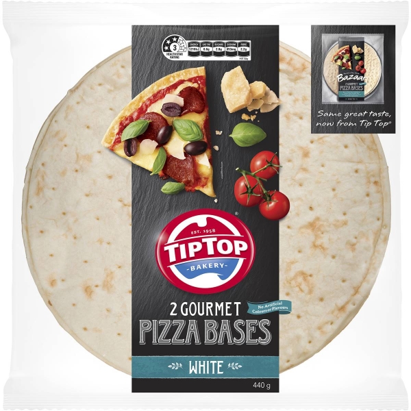 Tip Top White Pizza Bases 12 Inch 2 Pack 440g