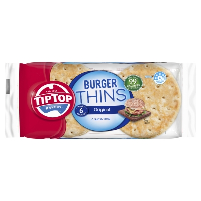 Tip Top Burger Thins 6 Pack 204g