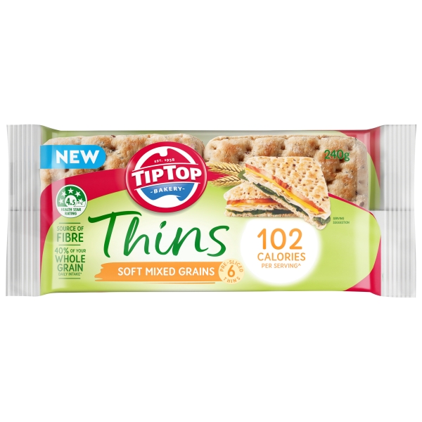 Tip Top Thins Soft Mixed Grains 240g